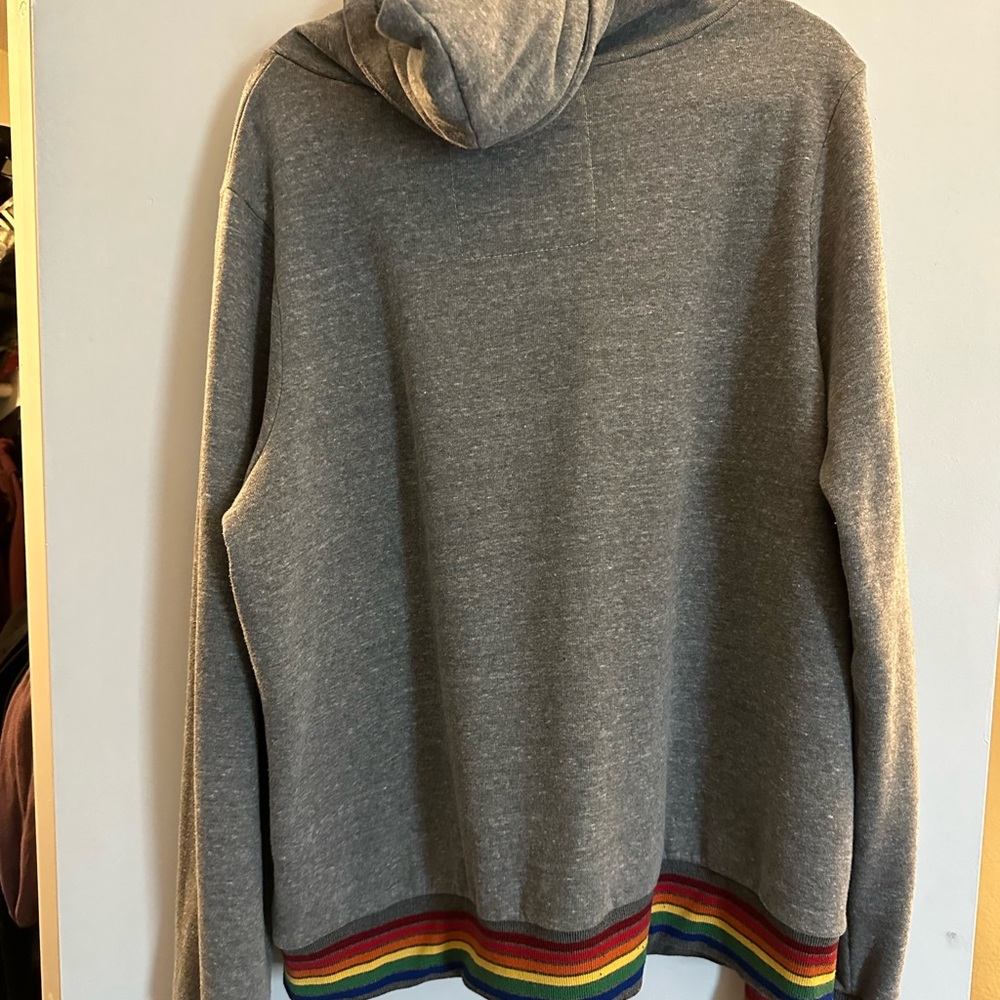 Aviator Nation sweatshirt XL grey with rainbow stripe trim